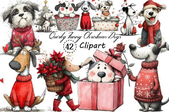 42 Ways to Use Quirky Funny Christmas Dogs Clipart