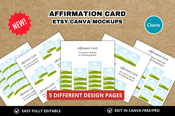 5 Square Affirmation Card Mockup: Your Design Shortcut