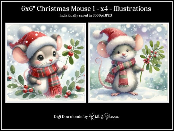 6x6 Christmas Mouse 1- X4 Illustration: Festive Charm for Creators
