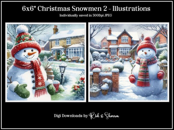 6x6 Christmas Snowmen 5-8 JPEG: Festive Digital Design Assets