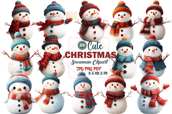 Adorable Christmas Snowman Clipart for Every Project