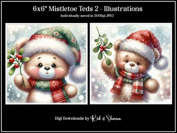 Adorable Mistletoe Bears for Festive Designs