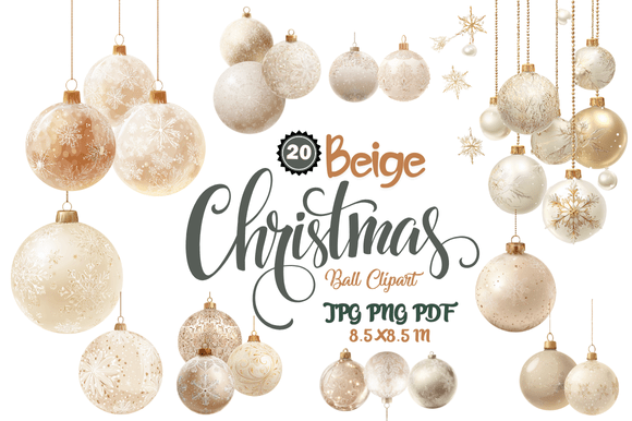 Elevate Your Holiday Aesthetic with Beige Christmas Ball Clipart