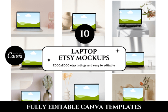 Professional Laptop Etsy Listings Mockup Templates