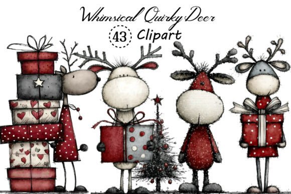 Whimsical Quirky Deer Clipart: A Designer's Delight